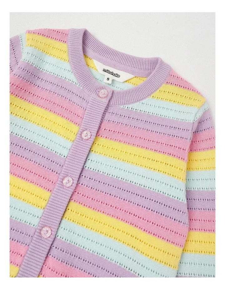 Summer Cardigan With Wavy Stripes in Rainbow image 2