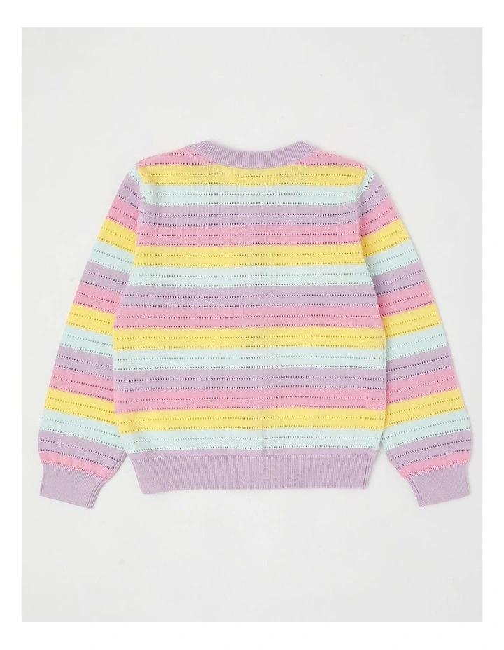 Summer Cardigan With Wavy Stripes in Rainbow image 3