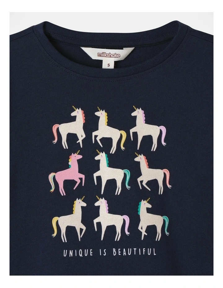 Essential Nine Unicorn Long Sleeve Tee in Navy image 2