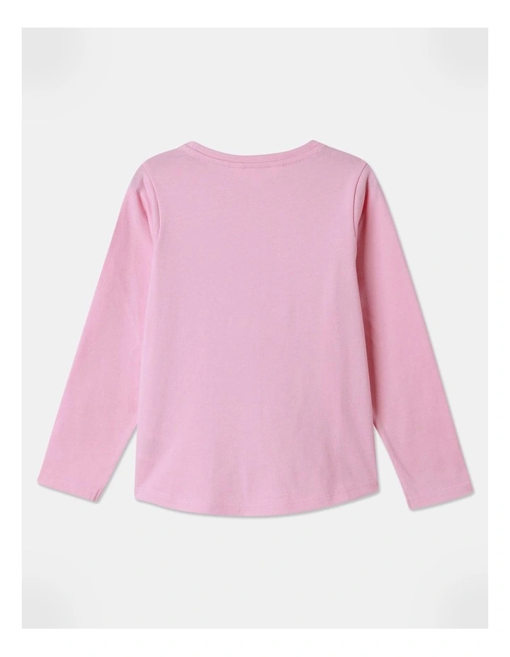 Essential Glitter Bunny Long Sleeve Tee in Pink image 3