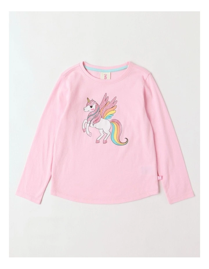 Essentials Long Sleeve Tee in Pink Unicorn image 1