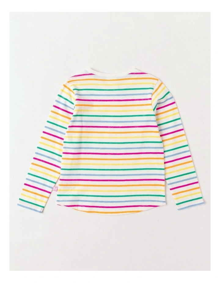 Essentils Long Sleeve Tee in Rainbow Stripe image 3