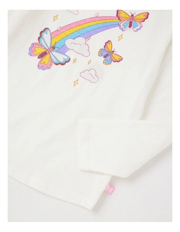 Essentials Long Sleeve Tee in Cream Butterflies image 4
