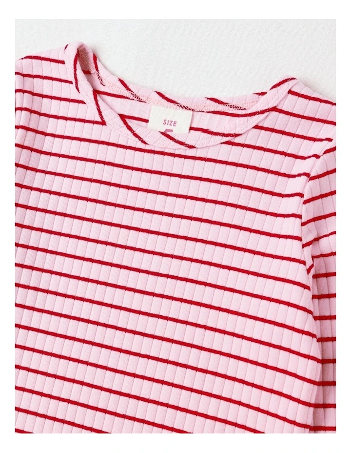 Essentials Long Sleeve Rib Tee in Pink Stripe image 2