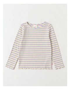 Essentials Long Sleeve Rib Tee in Rainbow