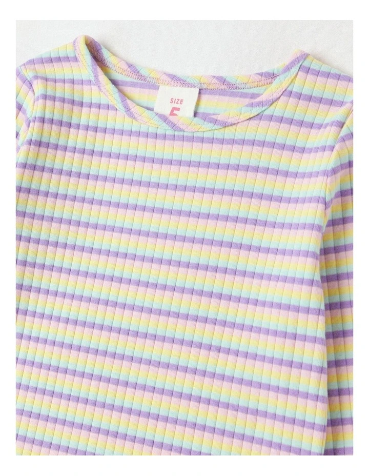 Essentials Long Sleeve Rib Tee in Rainbow image 2