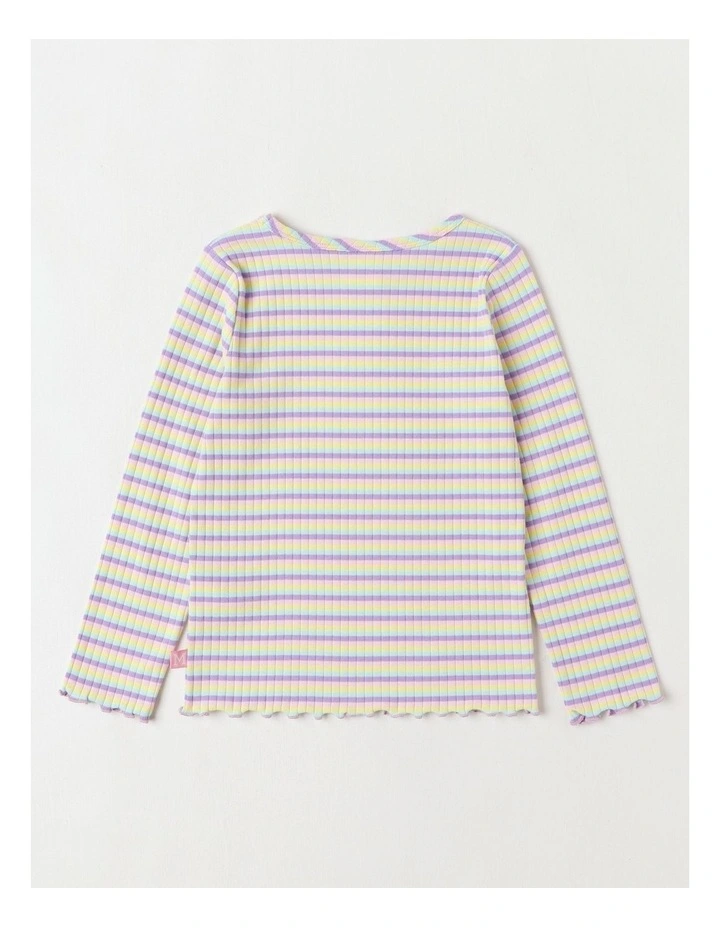 Essentials Long Sleeve Rib Tee in Rainbow image 3