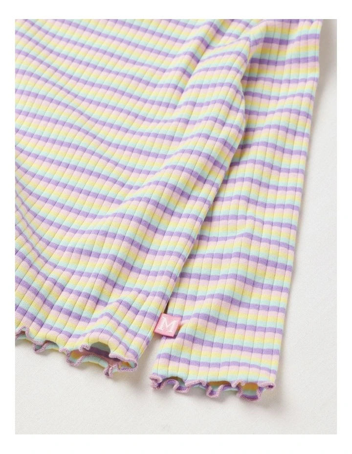 Essentials Long Sleeve Rib Tee in Rainbow image 4