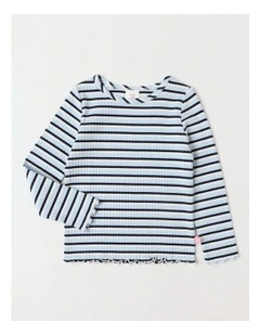 Essentials Long Sleeve Rib Tee in Blue Stripe