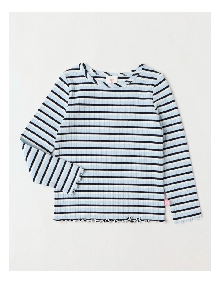 Essentials Long Sleeve Rib Tee in Blue Stripe image 1
