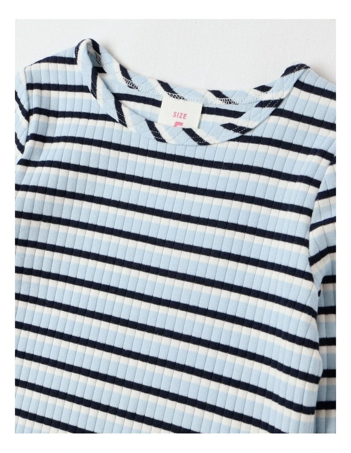 Essentials Long Sleeve Rib Tee in Blue Stripe image 2