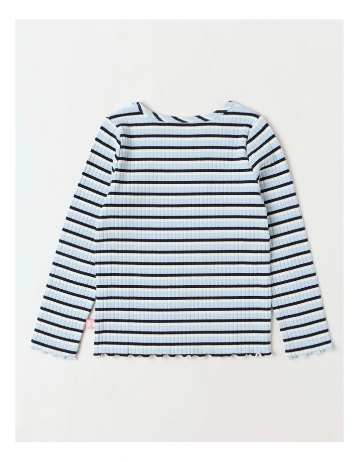 Essentials Long Sleeve Rib Tee in Blue Stripe image 3