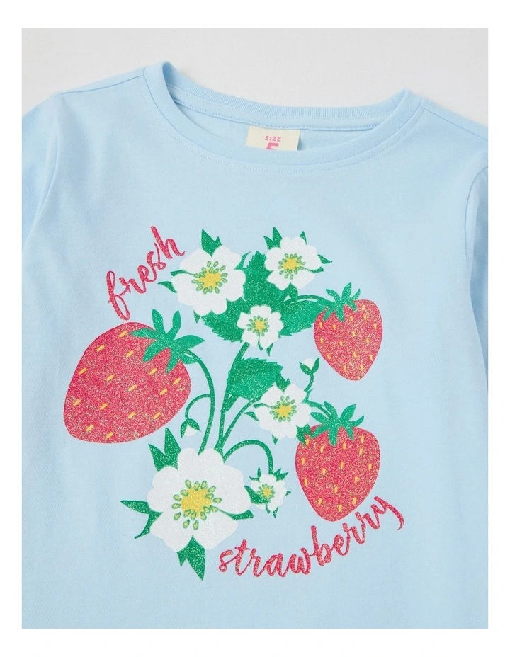 Essentials Long Sleeve Tee in Strawberry Light Blue image 2