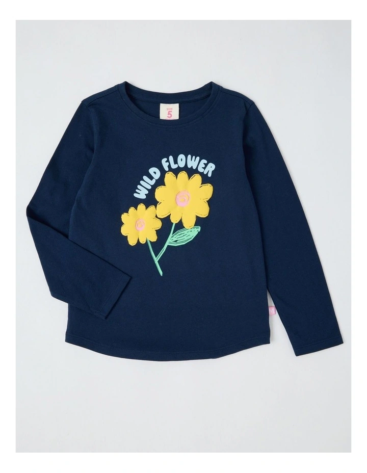 Essentials Long Sleeve Tee in Wildflower Navy image 1