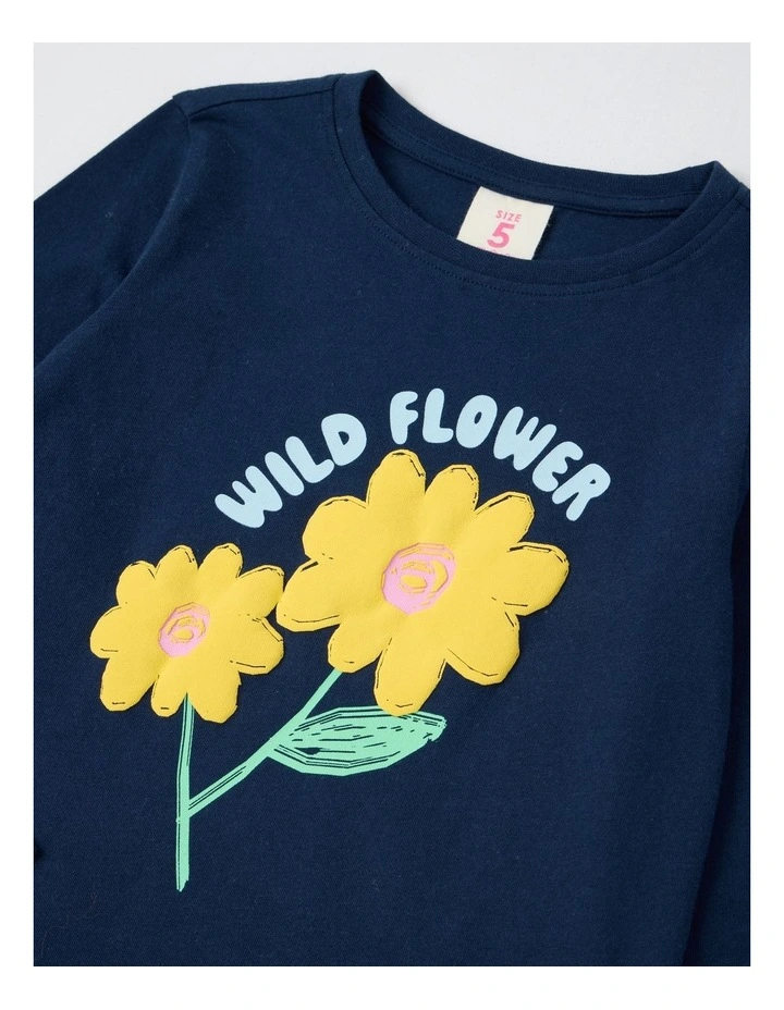 Essentials Long Sleeve Tee in Wildflower Navy image 2