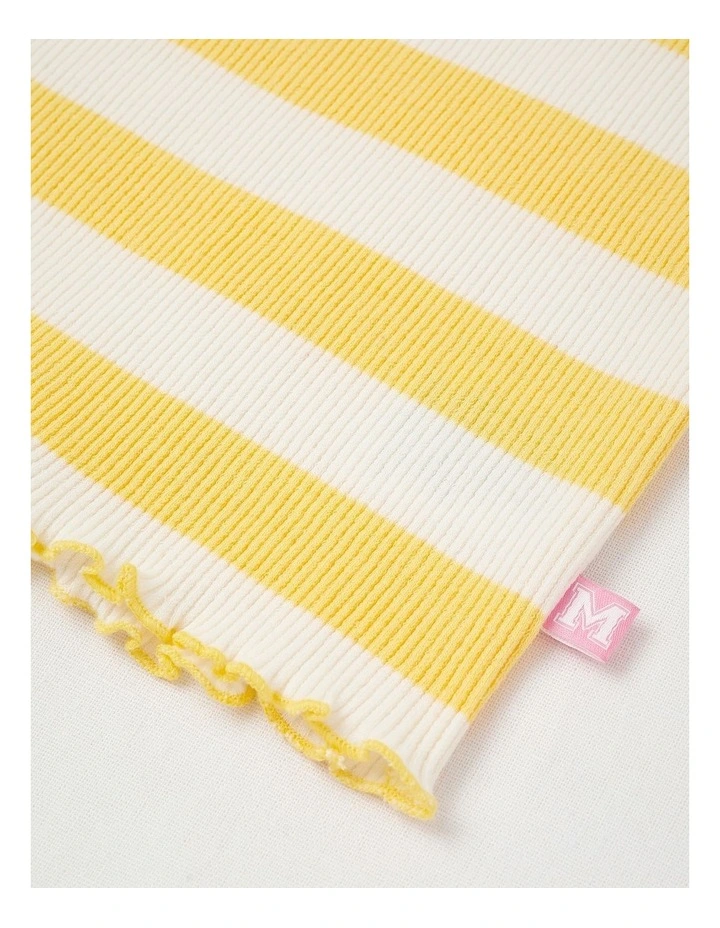 Rib T-Shirt with Unicorn in Yellow & White Stripes image 4