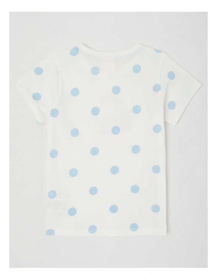 Sequin Applique T-Shirt in Strawberries/White & Blue Spots image 3