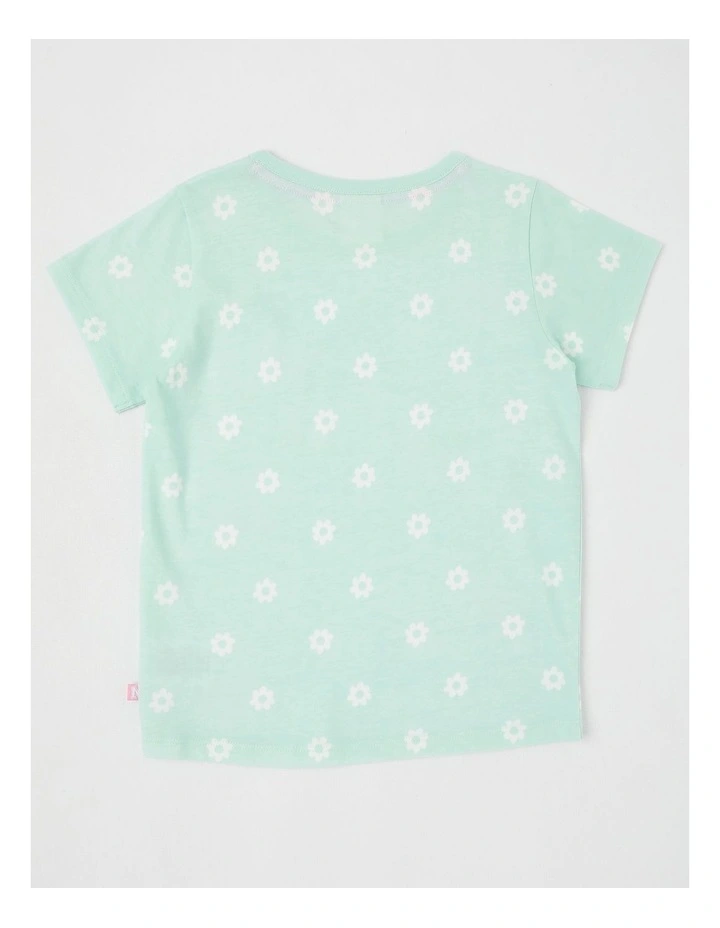 Sequin Applique T-Shirt in Butterflies/ Mint Ditsy Floral image 3