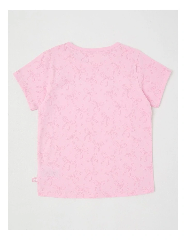 Sequin Applique T-Shirt in Bows/Pink image 3