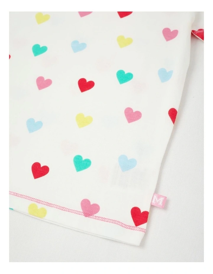 Essentials Short Sleeve Print Tee in Rainbow Hearts/Cream image 3