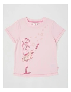 Essentials Short Sleeve Print Tee in Ballerina En Pointe Pink