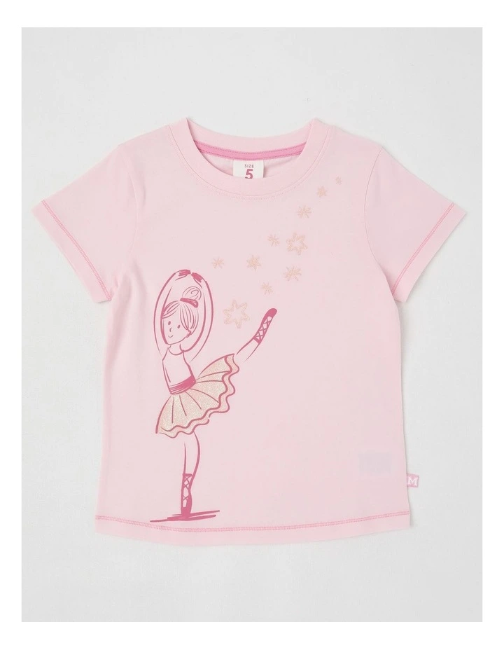 Essentials Short Sleeve Print Tee in Ballerina En Pointe Pink image 1