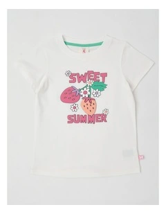Essentials Short Sleeve Print Tee in Sweet Summer Berries in White