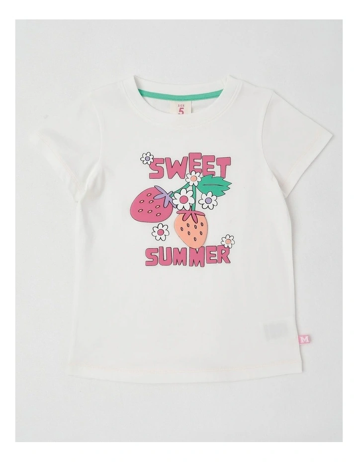 Essentials Short Sleeve Print Tee in Sweet Summer Berries in White image 1
