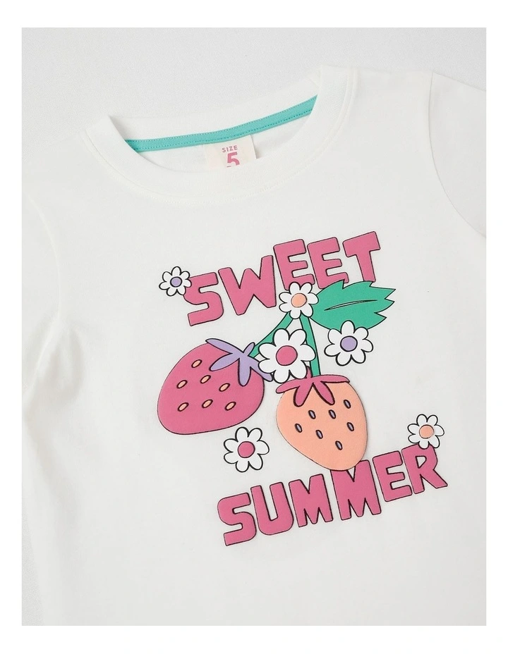 Essentials Short Sleeve Print Tee in Sweet Summer Berries in White image 2