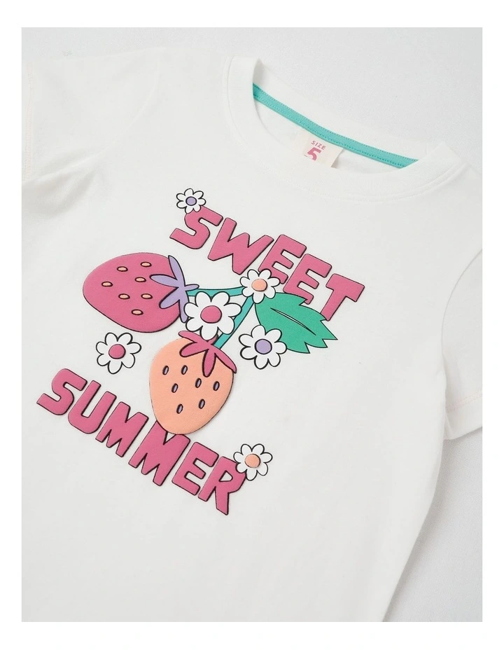 Essentials Short Sleeve Print Tee in Sweet Summer Berries in White image 4