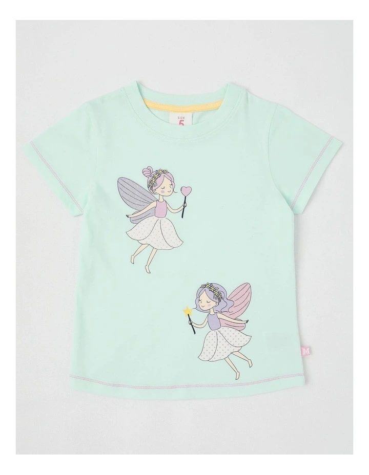 Essentials Short Sleeve Print Tee in Flying Fairies/Mint image 1