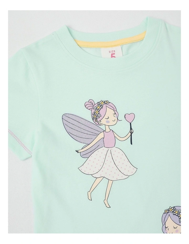 Essentials Short Sleeve Print Tee in Flying Fairies/Mint image 2