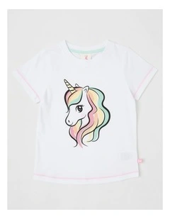 Essentials Short Sleeve Print Tee in Unicorn in Light Pink