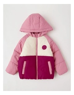 Hooded Puffer Jacket in Pink