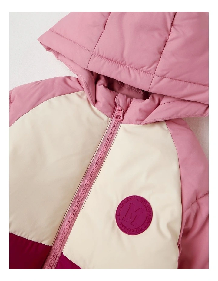 Hooded Puffer Jacket in Pink image 2