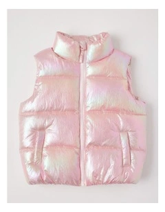 Metallic Puffer Vest in Rainbow