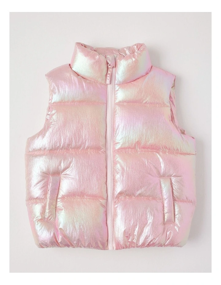 Metallic Puffer Vest in Rainbow image 1