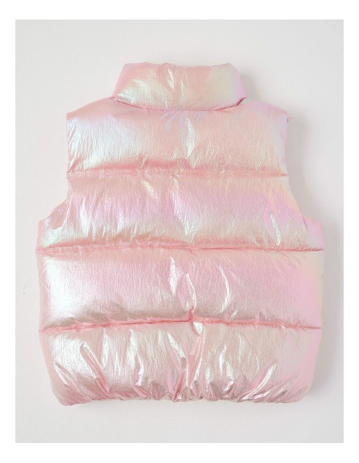 Metallic Puffer Vest in Rainbow image 3
