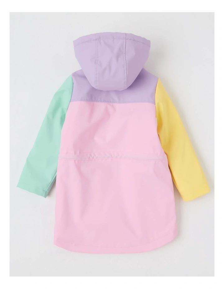 Hooded Raincoat with Sherpa Lining in Pastel image 3