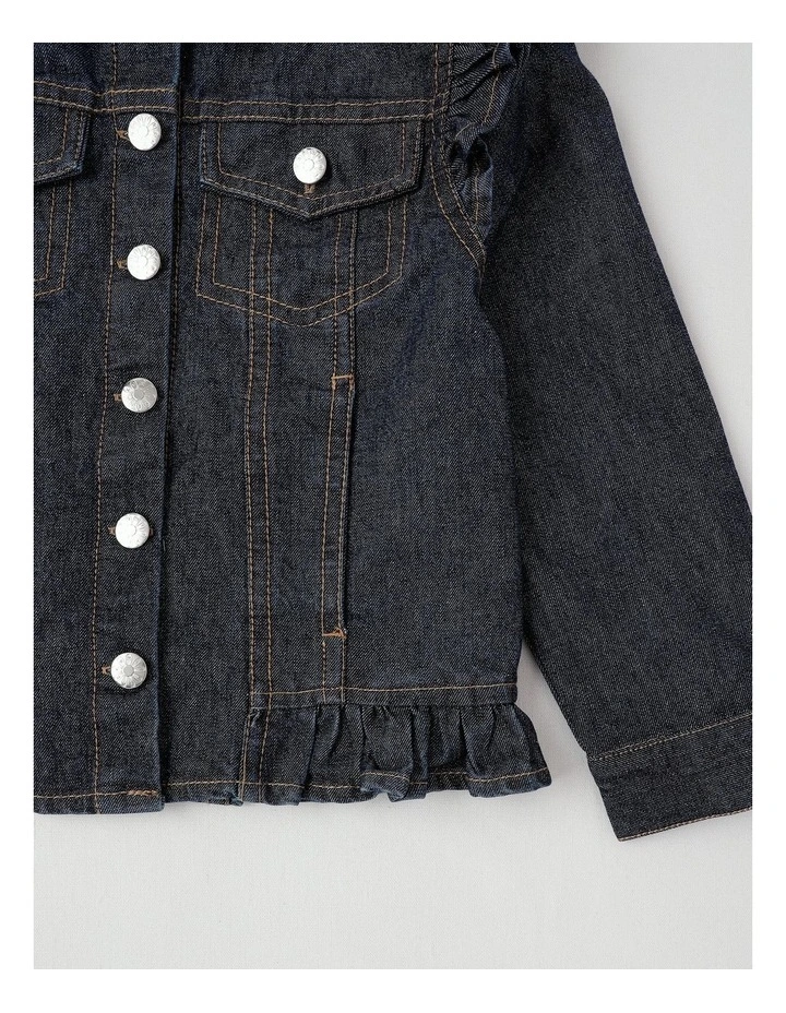 Denim Jacket with Ruffle Shoulder in Glitter Denim image 3