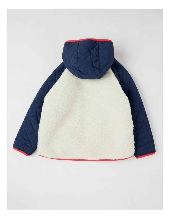 Sherpa Jacket with Collar in Navy Multi image 4