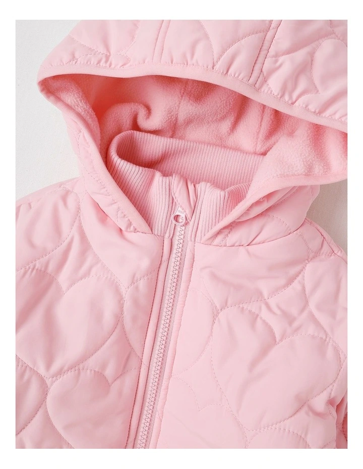 Quilted Puffer Coat with Sherpa Lining in Pink image 2