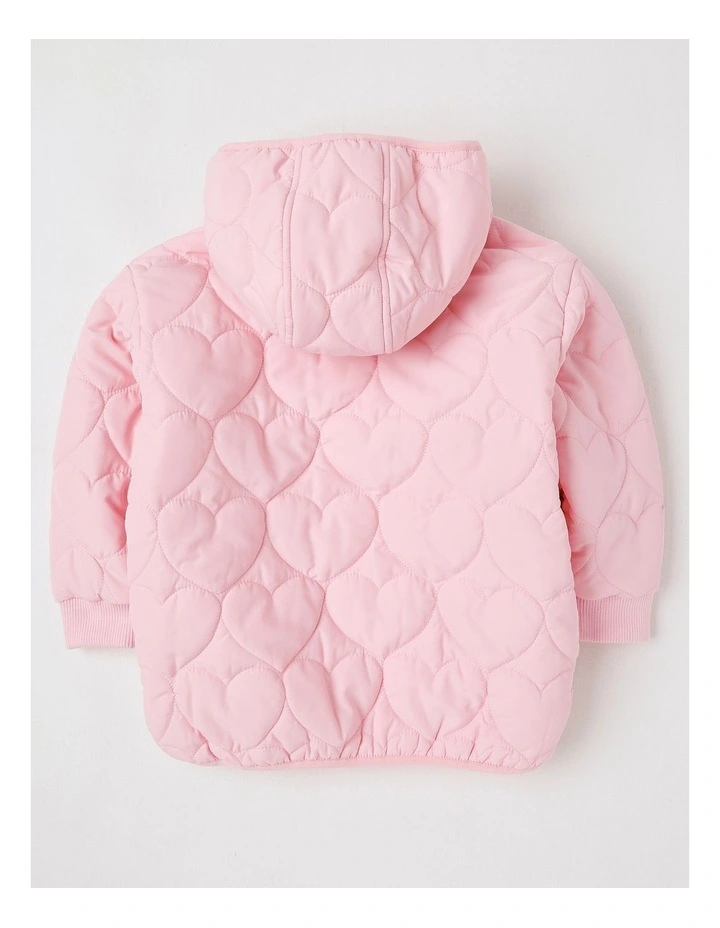 Quilted Puffer Coat with Sherpa Lining in Pink image 3