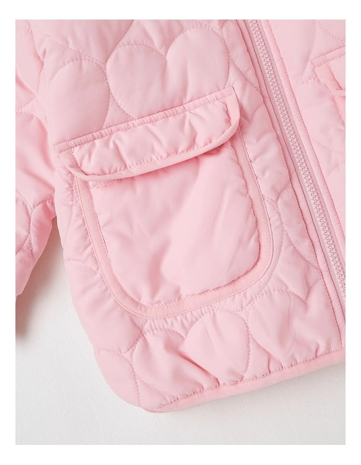 Quilted Puffer Coat with Sherpa Lining in Pink image 4