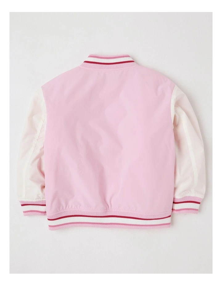 Varsity Bomber Jacket in Pink image 3