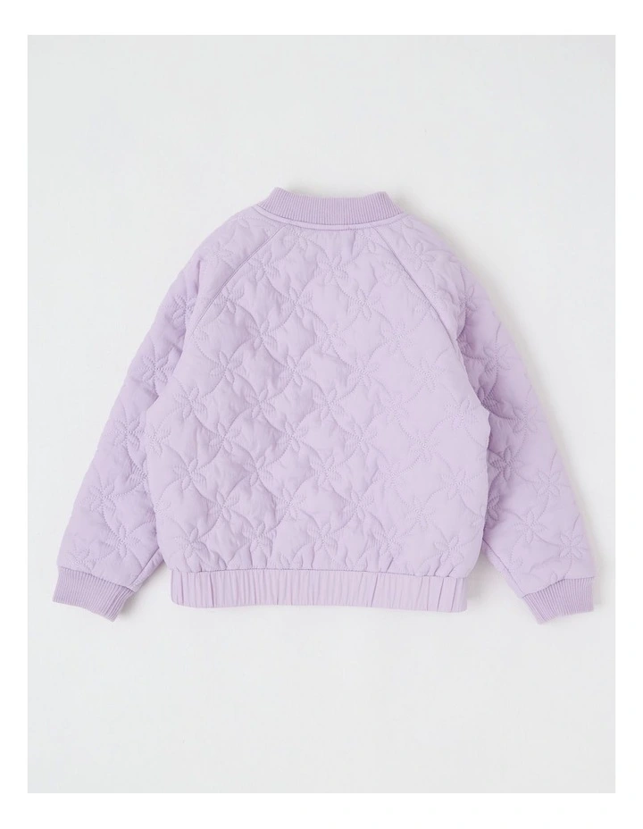 Flower Quilted Bomber Jacket in Purple image 3