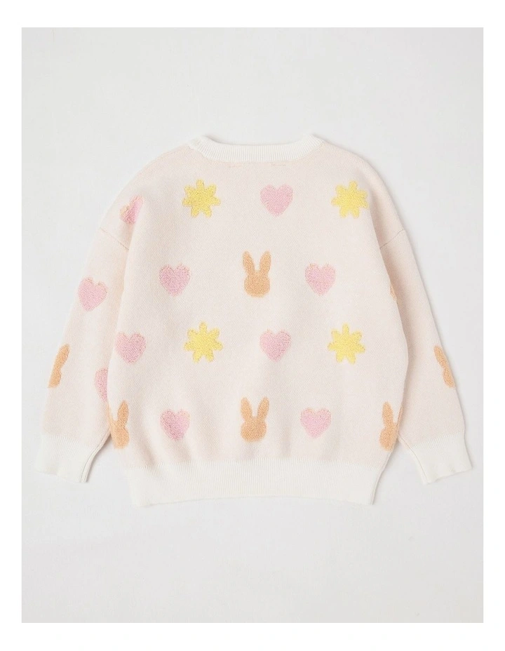 Jacquard Jumper in Bunny Cream image 3