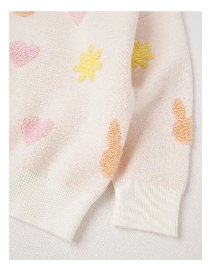 Jacquard Jumper in Bunny Cream image 4