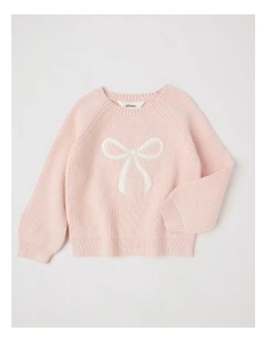 Bow Knit Jumper in Pink