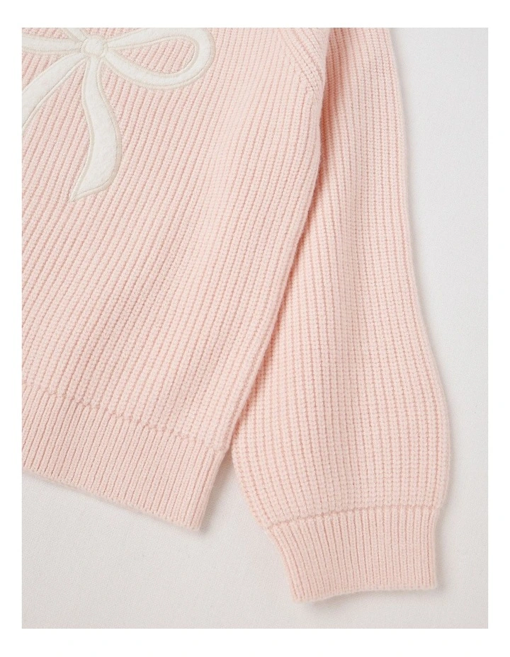 Bow Knit Jumper in Pink image 4